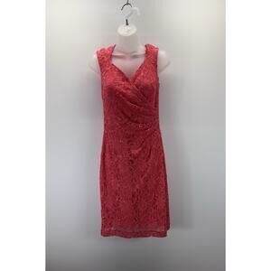 Lauren Ralph Lauren Pink Floral Lace Ruched Women’s Dress Size 8 New With Tags